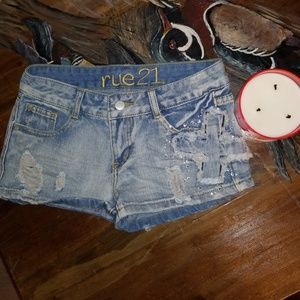 Bling distressed shorts